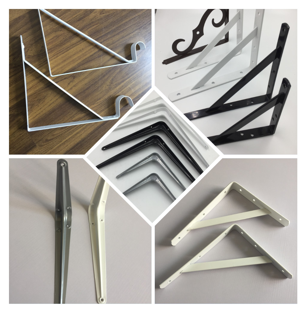 Color Powder Coating Decorative Shelf Brackets White Color Steel Heavy Duty With Hook
