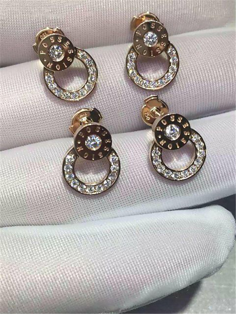 Luxury jewe factory earrings gold diamond 18k gold white gold yellow gold rose gold diamond earrings