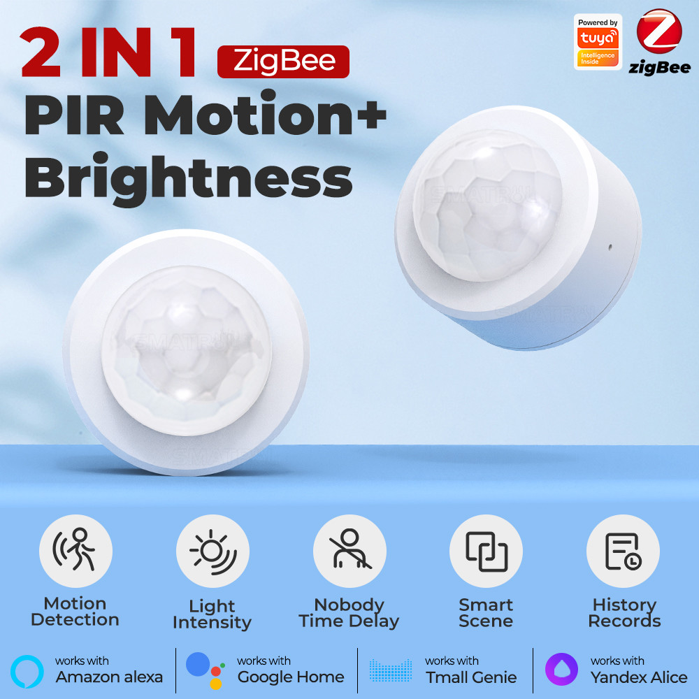 Tuya Zigbee 3.0 PIR Motion Detector Luminance Sensor 2 in 1 Security Anti-Theft Alarm Sensor Smart Light Sensing