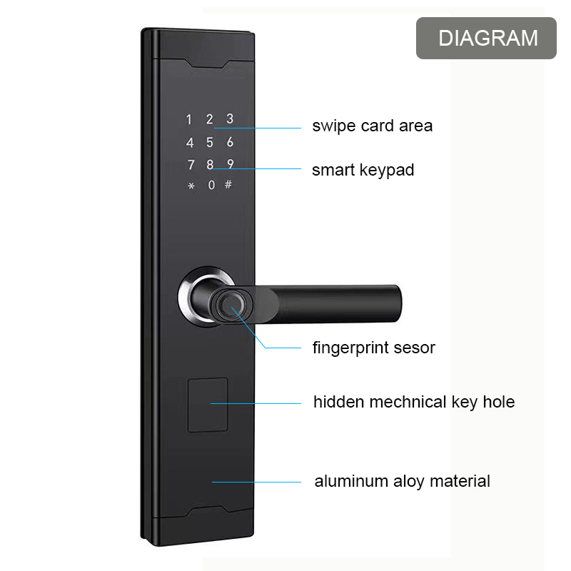 Fingerprint Electronic House Main Door Lock With Fingerprint Passcode
