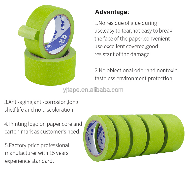 High Temperature Automotive Painters Masking Tape UV Resistant Crepe Paper No Residue