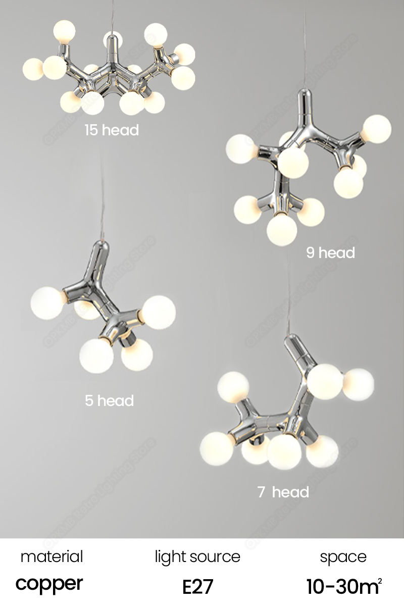 Nordic Copper Chandelier For Dinning Room Modern Living Room Glass Chandelier(WH-MI-444)
