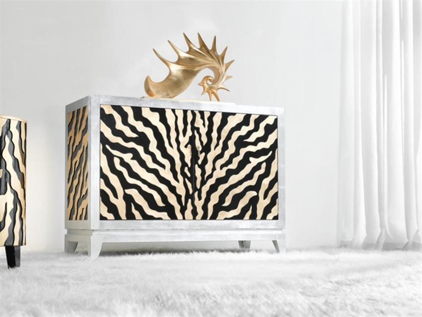 Golden Carved Wooden Chest Cabinet