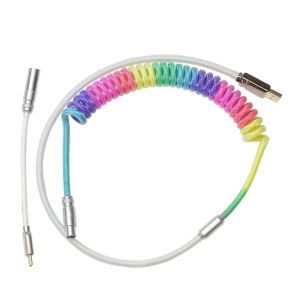  Mechanical Keyboard Cable Coiled Audio Connector Coupling USB Type-C Rainbow Cable Manufactures