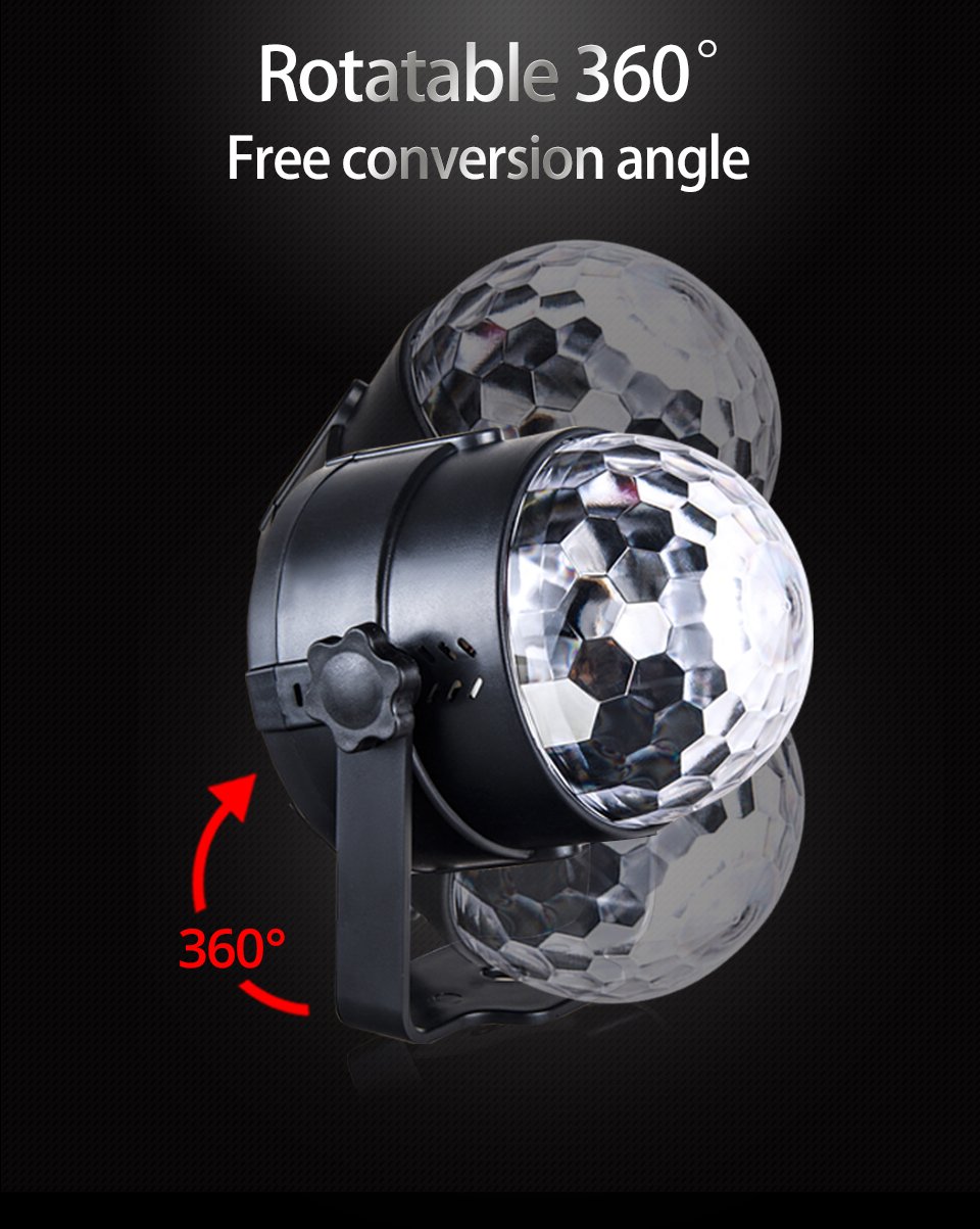 RGB Disco Ball Party Lights DJ Disco Light LED Projector Strobe Lamp Birthday Party Car Club Bar Karaoke Xmas Sound Acti