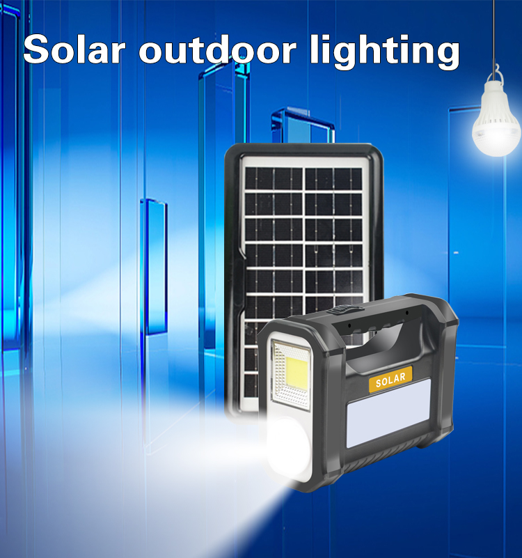 Multifunction Portable Mini Home Outdoor Led Camping Solar Searchlight Energy Lighting System Kit