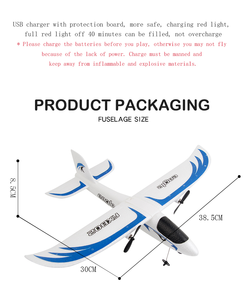 Foam Throwing Plane Airplane Toys Fx802 RC Eagle Glider Aircraft with Automatic Balance and Anti-collision Function