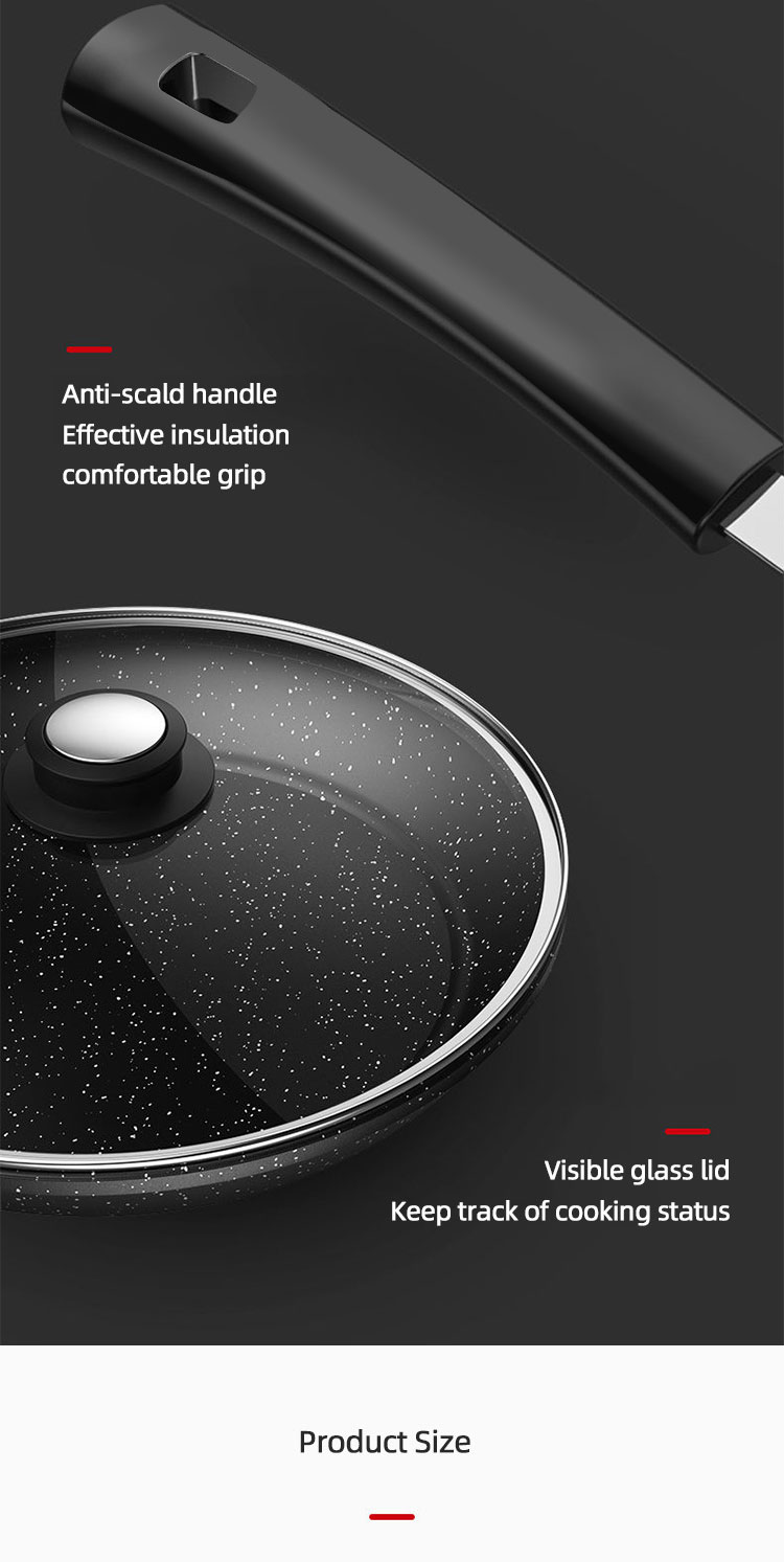 Factory Direct Sale Thickened Black Iron Cooking Frying Pan Medical Stone Nonstick Fry Pan With Lid
