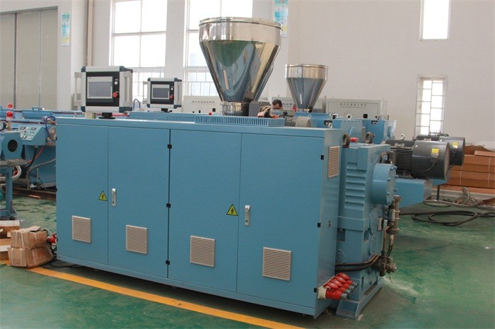 Caco3 Conical Doube Screw Compound Extruder Machine Low Shear