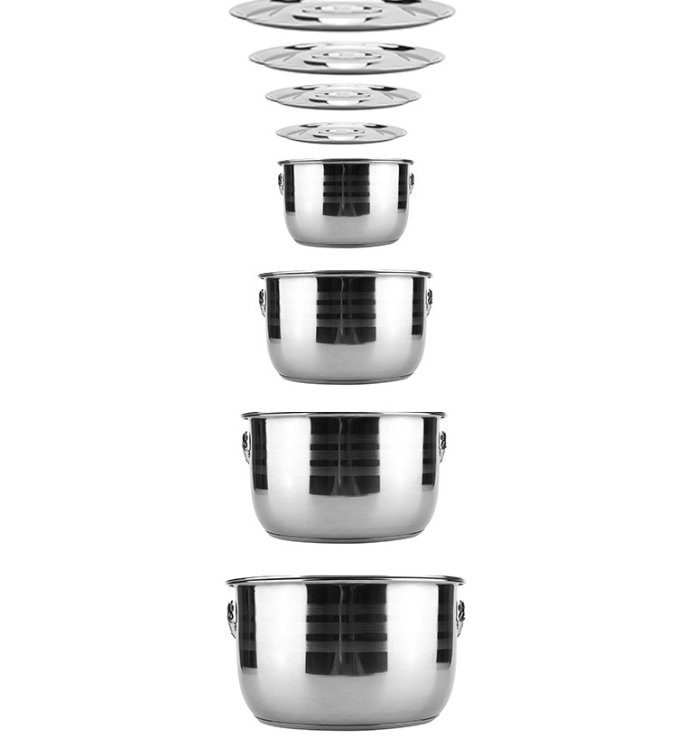 High Quality 9 Pieces Stainless Steel Outdoor Tableware Set Camping Cooking Pot Sets Outdoor Cookware Sets