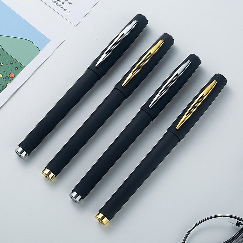 Corporate Advertising Black Metal Gel Ink Pen with Custom Logo and 240M Writing Length
