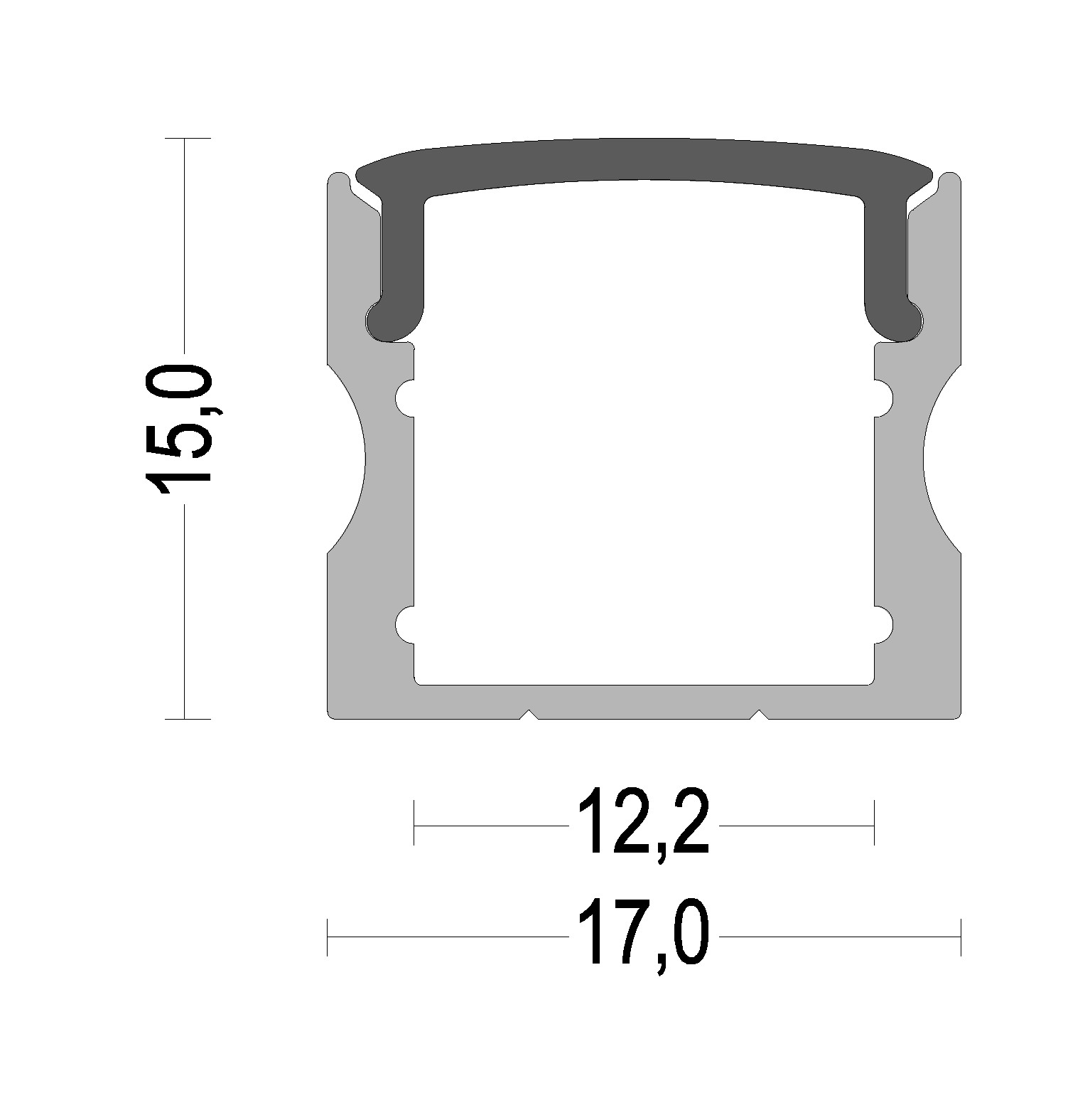 H15.0mm PC PMMA Aluminum Alloy LED Profile Furniture Lighting 6063 T5