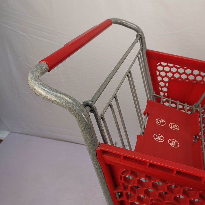 Double Layer Plastic Shopping Carts 110kgs Loading Capacity Plastic Grocery Cart