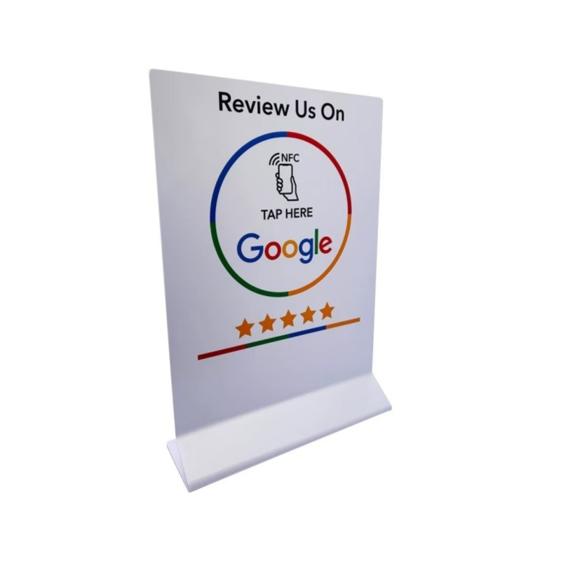 13.56MHz Frequency Custom Printed 10cm Round NFC Business Card Waterproof Google Review Sticker NFC Menu Plate with QR Code