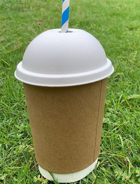 Disposable 90mm Sugarcane Dome Lids For 16 Oz Cups