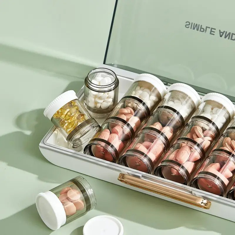 Weekly Pill Organizer 3 Times A Day 7 Day Pill Box With Separate Compartment Internal Box Threaded Knob Structure Large Medicine Organizer Box