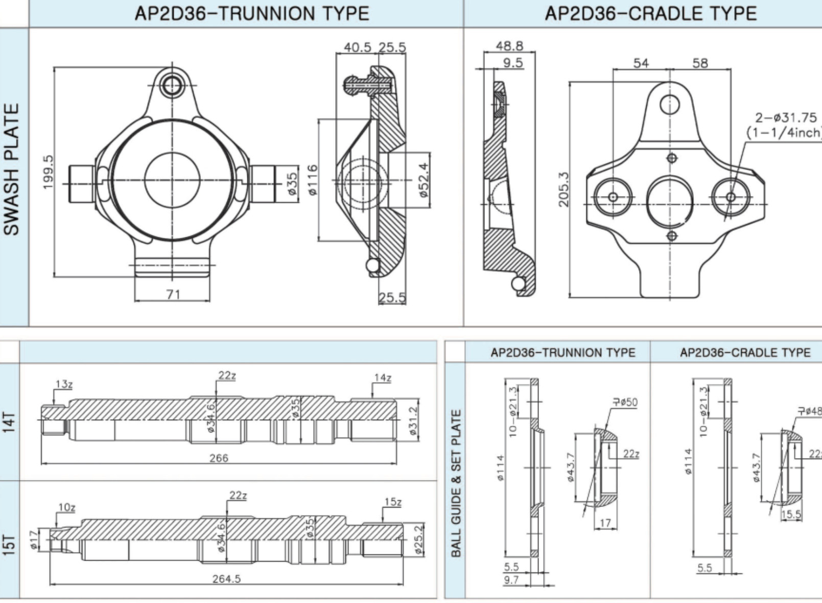 SK30SR CASE26 AP2D hydraulic pump parts For Mini Excavator