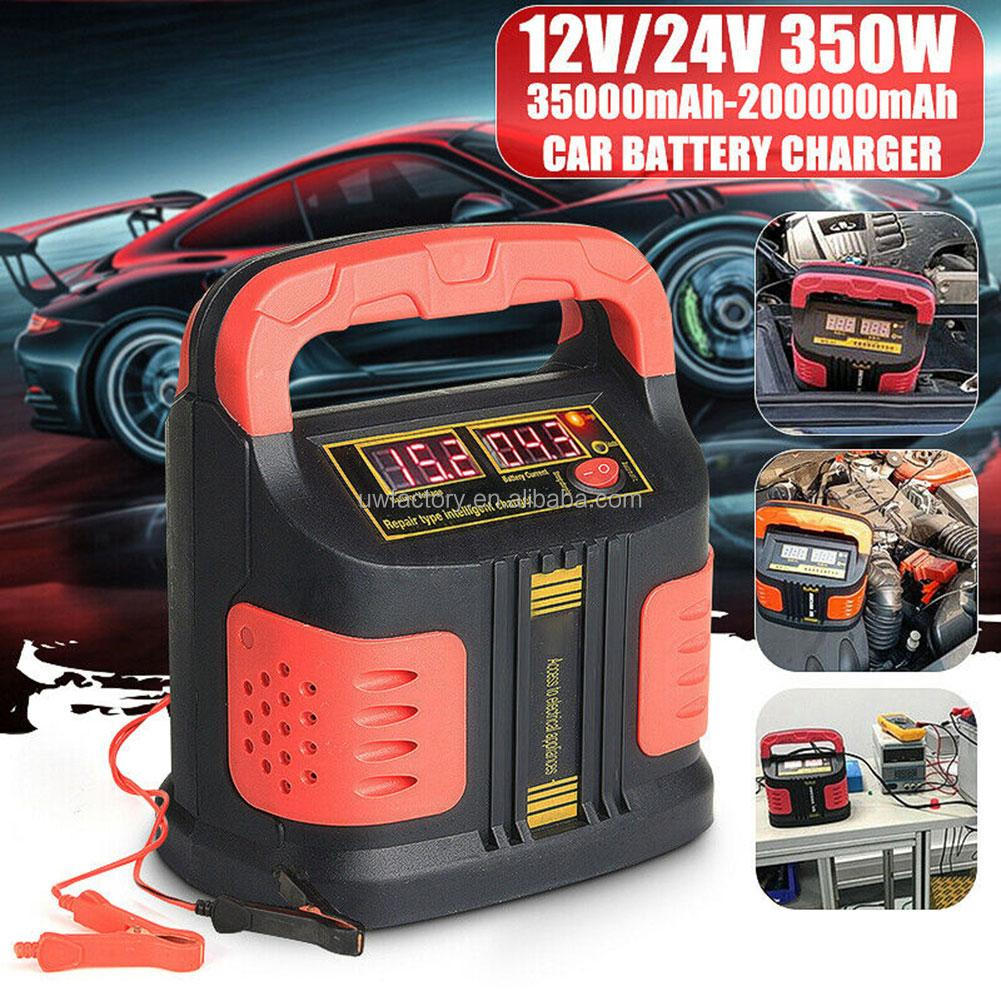Full Automatic LCD Display 12V12A 24V6A Portable Car Battery Charger with Over-charging Protection and Repair Function