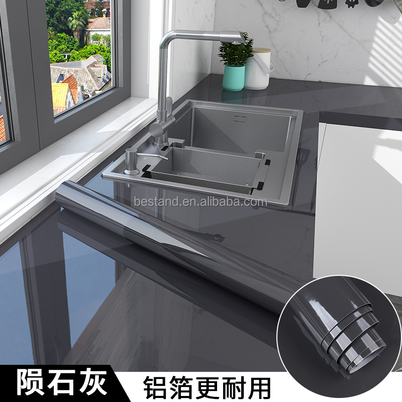 Modern Design Style High Glossy Peel Stick Wallpapers for Plain Solid Color Kitchen