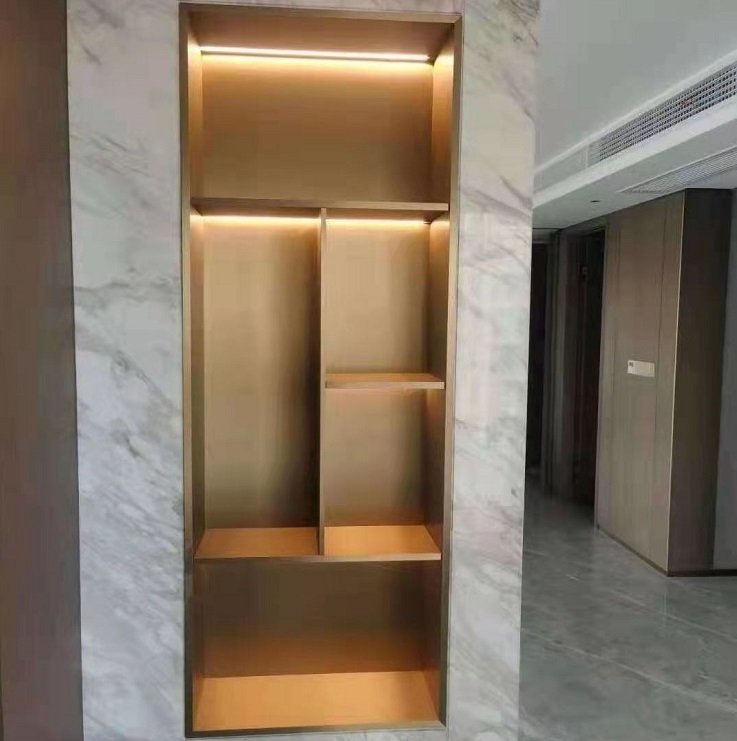 Metal decorative room divider tv cabinet stainless steel shelf