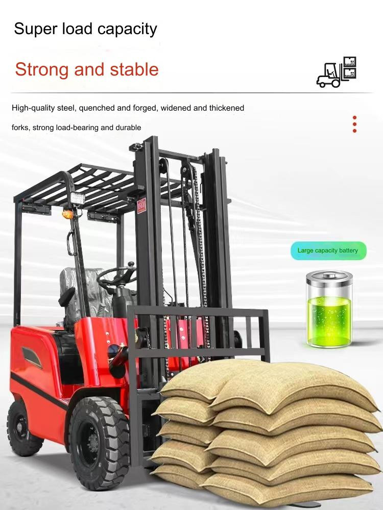 Full Electric Forklift With 1.2 Meters Fork Triple Stage Mast Onboard Charger