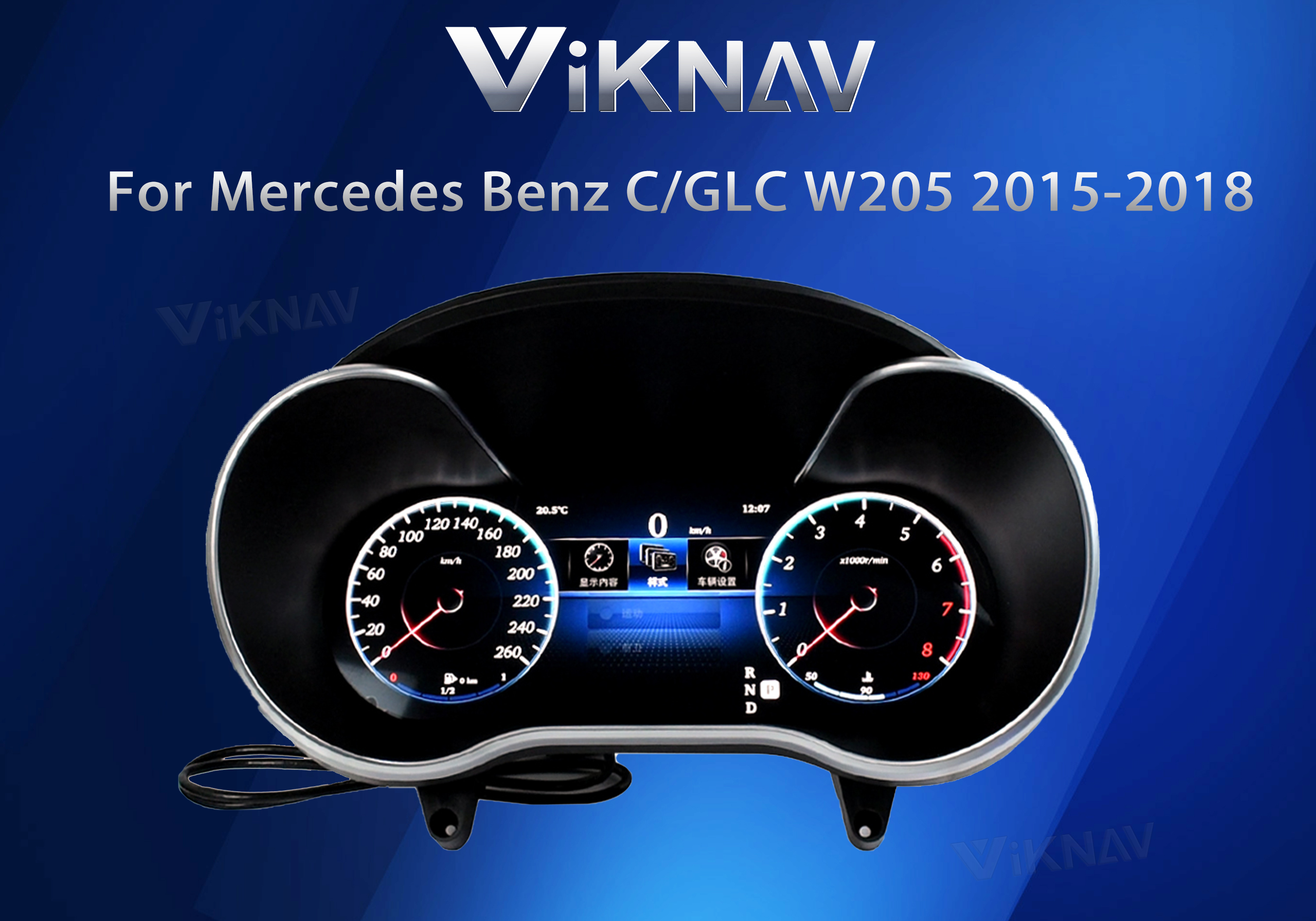 VIKNAV Digital Cluster Car SpeedoMeter For Mercedes Benz C/GLC W205 2015-2018