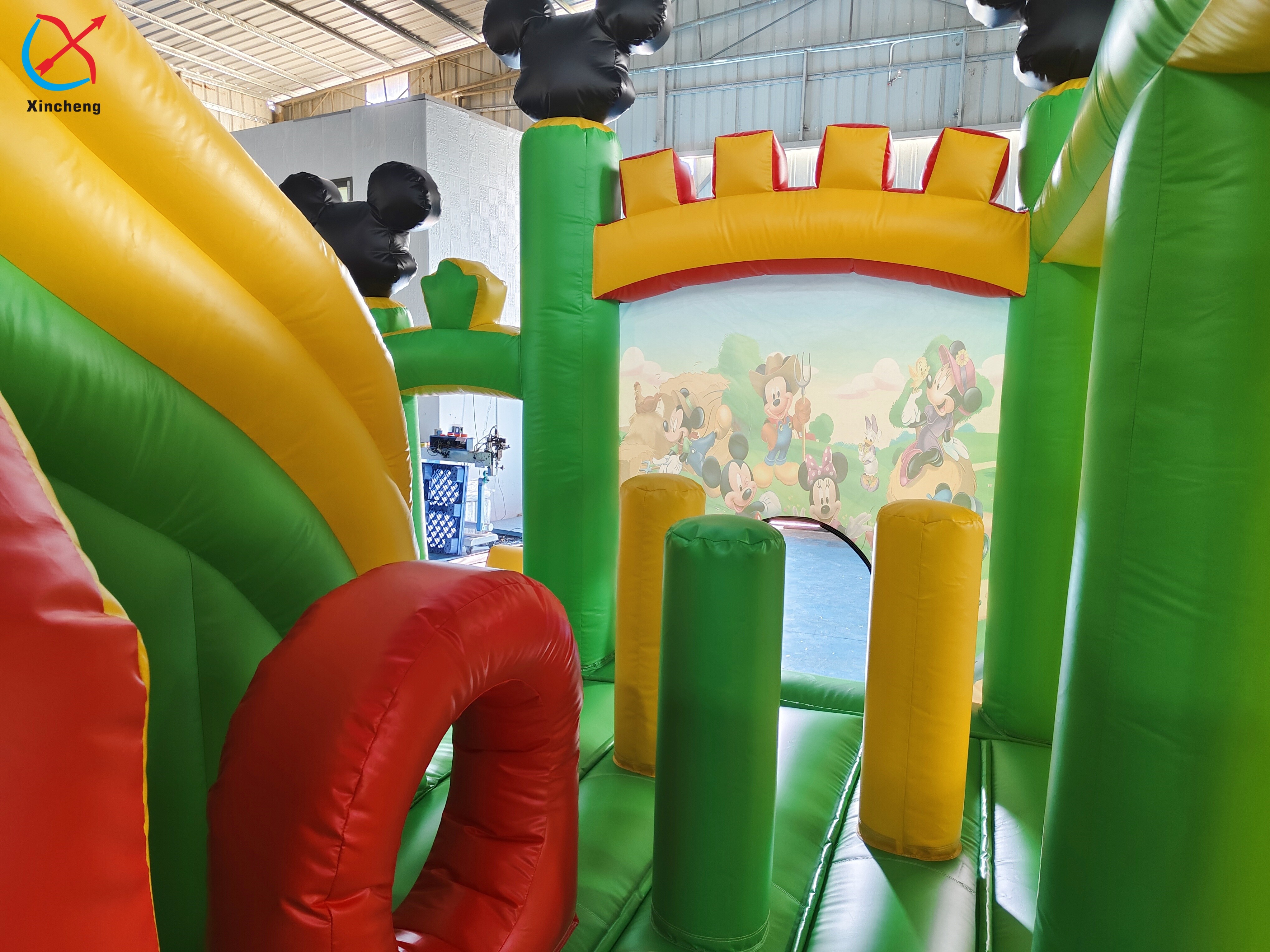 Custom Green Mickey Minnie Cute Anime Themed Kids Jumping Castle