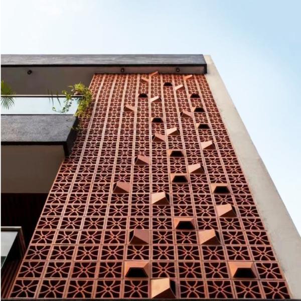 800 Centigrade Heat Insulation Red Terracotta Breeze View Clay Building Block