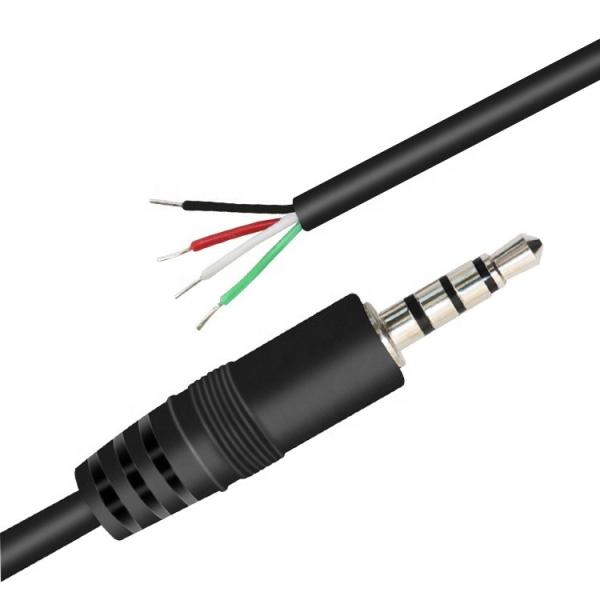 Custom 4 Poles TRRS 3.5mm Stereo Audio Jack to Stripped Pigtail Tinned Bare Wire