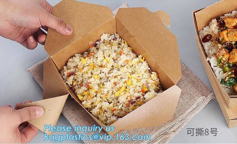 Cheap Cardboard foldable kraft paper lunch box with window,Lunch noodle fast food kraft paper box by customized logo pri