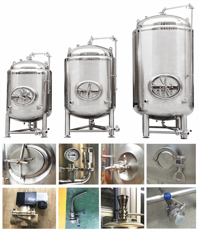 7BBL Bright Beer Tank SS304 Fabricated With 2mm Thickness Dimple Plate Jacket