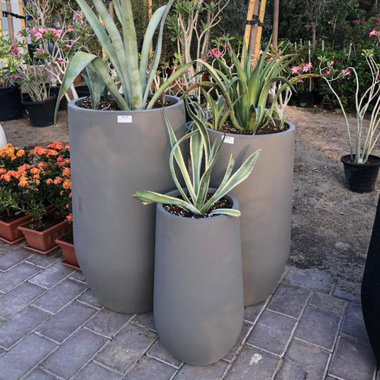 Frost Resistant Round Shape Fiber Clay Planter For Hotel
