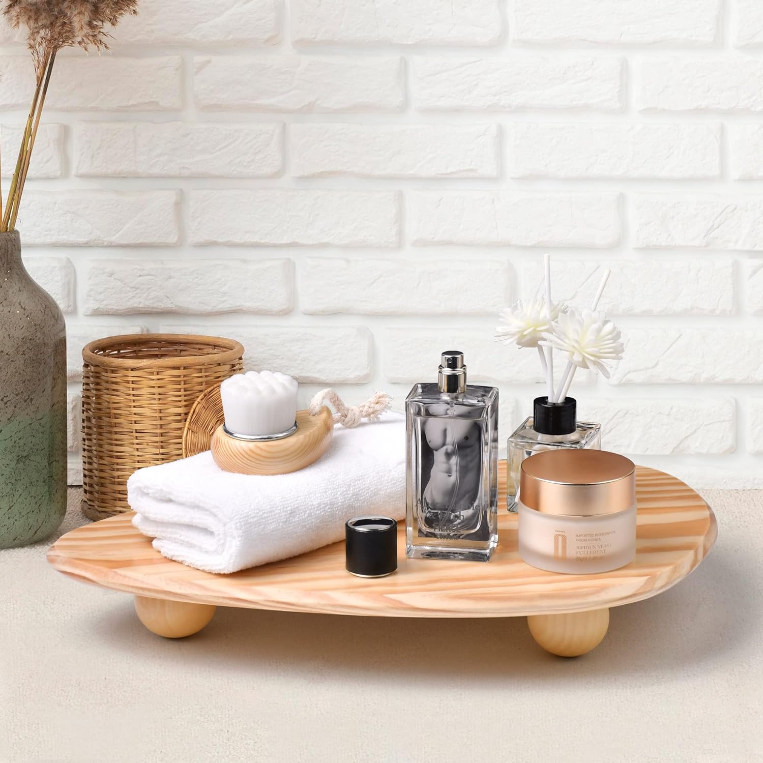 Wooden Vanity Tray with Unique Grain, Decorative Tray for Bathroom Counter, Home Decor, Dresser Storage