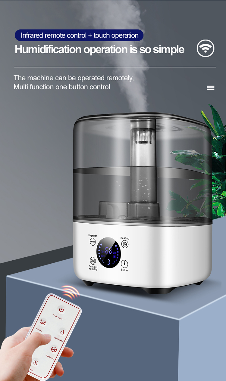 Top Filling 5L Room Humidifier Cool Warm Mist Humidifier UV Sterilize