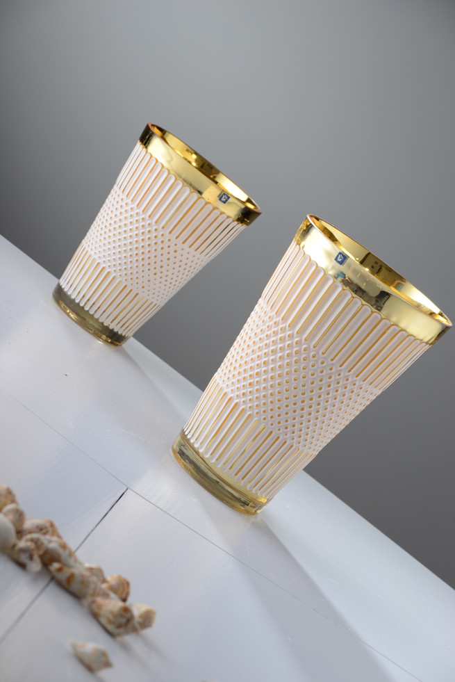 OEM Handmade goldenInside Plating Spray Glass Vase For Decor