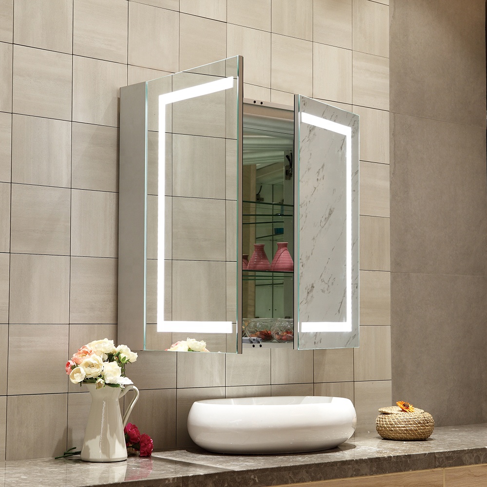 Quanlity Assurance Aluminium Medicine Cabinet with LED Light Bulb and Mirrored Decoration