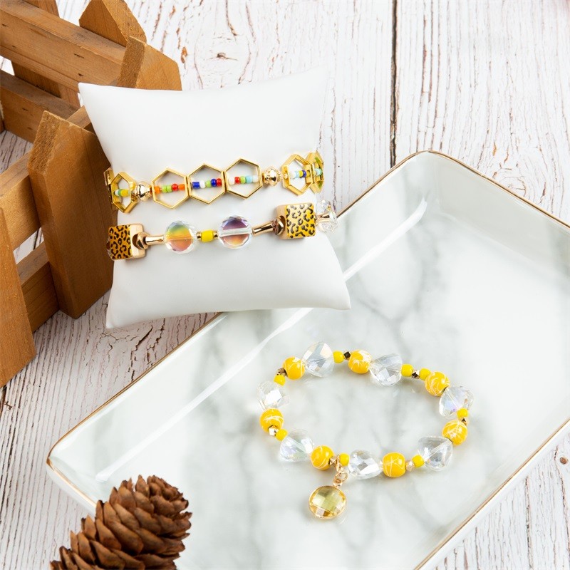 Square Shape Leopard Print Beads Classcial Stackable Beads Bracelet For Lady