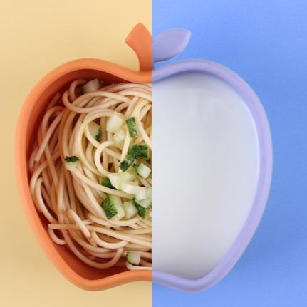 Food Grade Silicone Baby Suction Cup Feeding Bowl Apple Shaped Silicone Suction