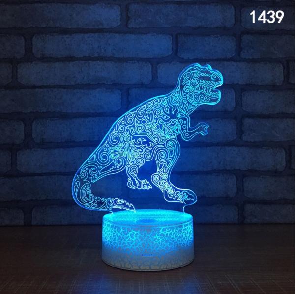 Dinosaur Designs Acrylic 3D LED Night Light for Gift rechargeable and remote
