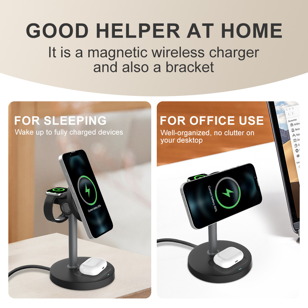 S11 3 In 1 Wireless Charging Stand With CE/FCC/RoHS/UKCA Certificates