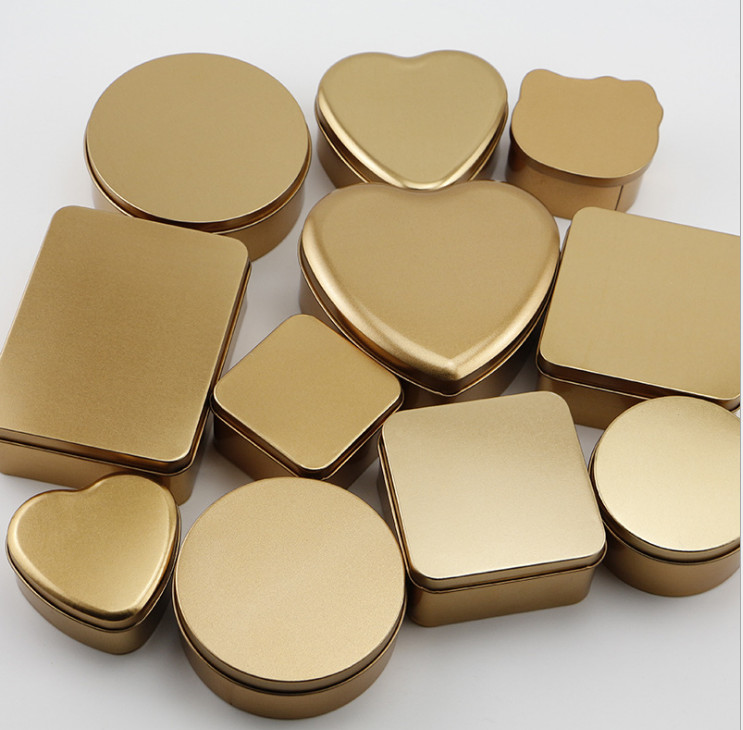 Wedding Candy Gold Tin Containers 0.21mm Small Tin Jars