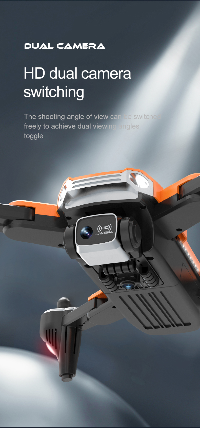 7.4V 2500mAh Battery Capacity Aerial Quadcopter Drone with Dual Camera and Obstacle Avoidance