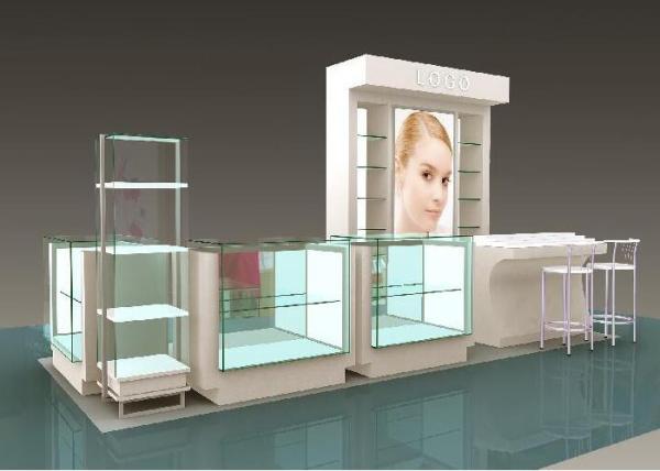 Flooring Type Beauty Product Display Stand Cosmetic Display Showcase With Glass