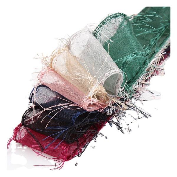 25mm-50mm Tassel Edge Polyester Organza Ribbon for Flower Chocolate Gift Packing