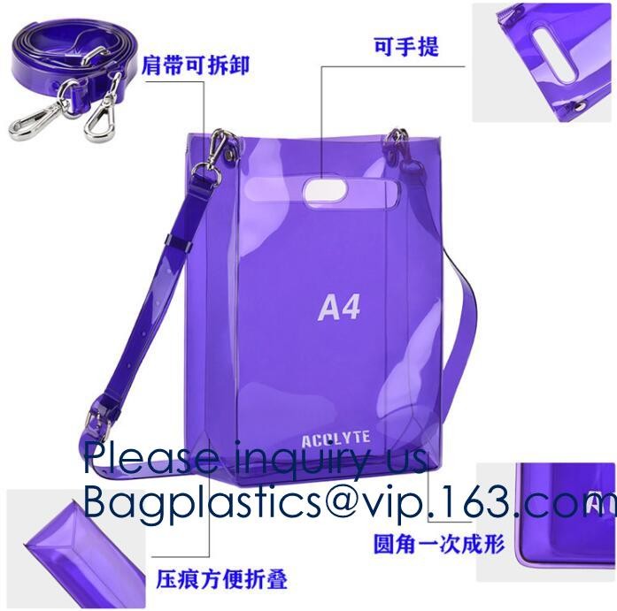 Stadium Approved Environmentally New Clear Tote PVC Shoulder Transparent Shopping Bag,Recycled Clear Pvc Shopping Tote B