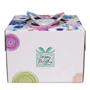 Cardboard Cupcake Boxes Birthday Cake Box With Handle Curragated Material