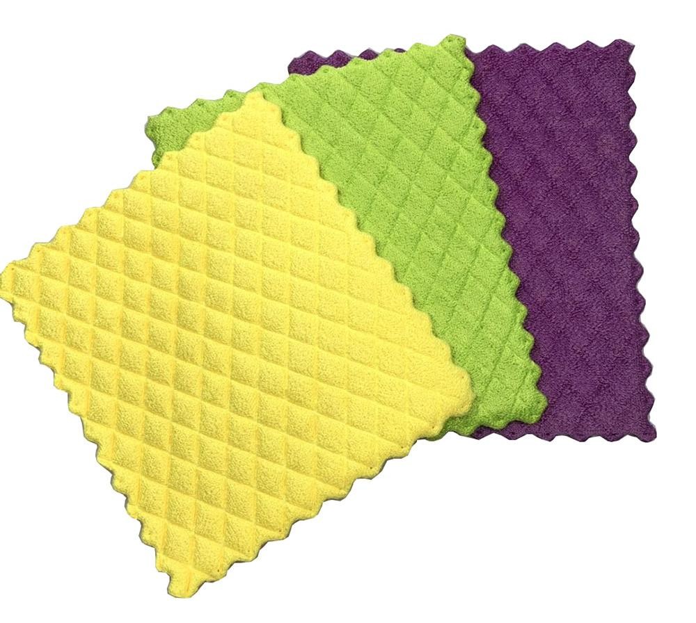 Kitchen Scouring Sponge Microfiber Cleaning Pad Cloth Green For Dish Washing