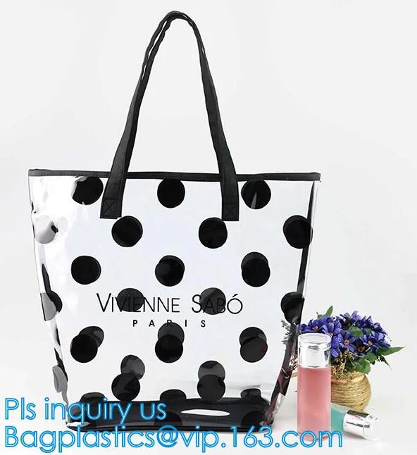 stationery packaging clear pvc handle bag, bag handle pvc beach bag for beach leisure, Handle PVC Bag With Button