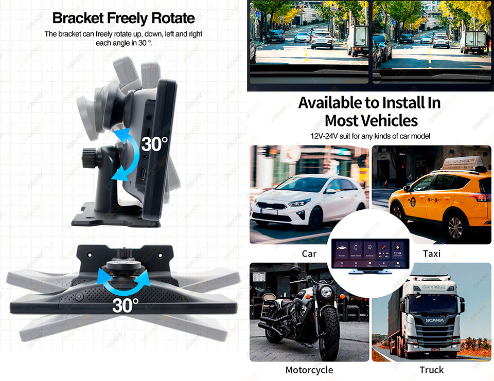 GPS 4K Dual Lens Vehicle Blackbox DVR 2160P Android Auto Dash Cam Dashboard Car