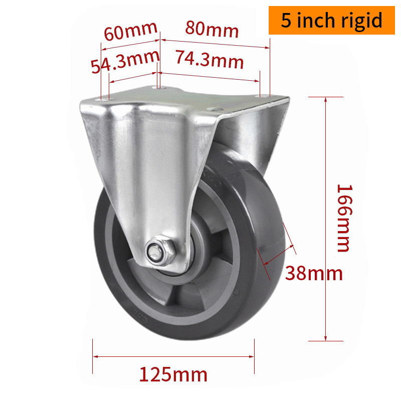 EDL‌ Medium Duty 5inch Caster TPU Plate by Rigid , Swivel and Brake Type 250kg